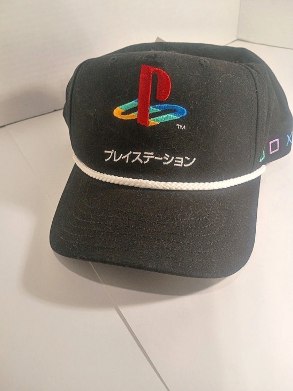 PlayStation Sony PlayStation Japanese Logo Black Snapback Hat with Rope Detail